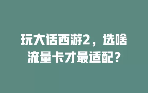 玩大话西游2，选啥流量卡才最适配？