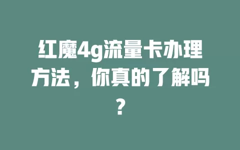 红魔4g流量卡办理方法，你真的了解吗？