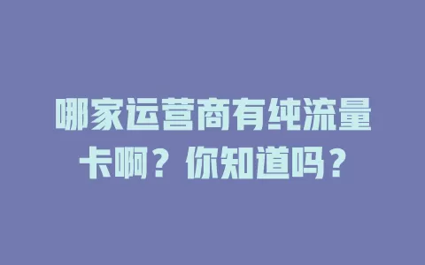 哪家运营商有纯流量卡啊？你知道吗？