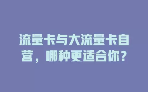 流量卡与大流量卡自营，哪种更适合你？
