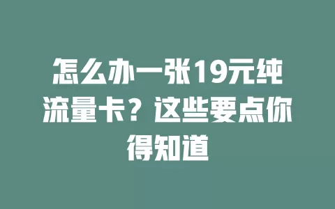 怎么办一张19元纯流量卡？这些要点你得知道