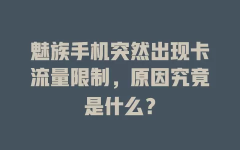 魅族手机突然出现卡流量限制，原因究竟是什么？