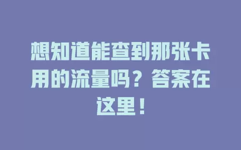 想知道能查到那张卡用的流量吗？答案在这里！