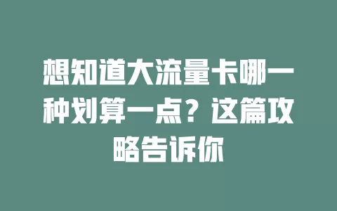 想知道大流量卡哪一种划算一点？这篇攻略告诉你