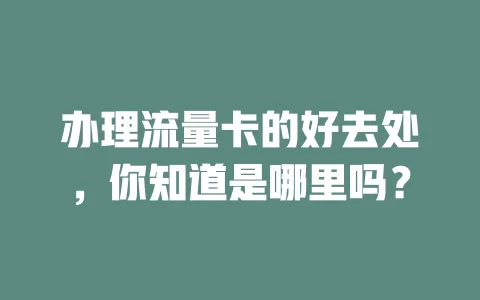 办理流量卡的好去处，你知道是哪里吗？