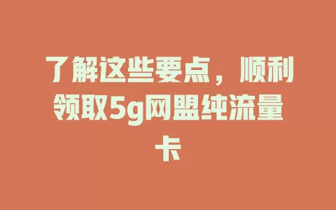 了解这些要点，顺利领取5g网盟纯流量卡