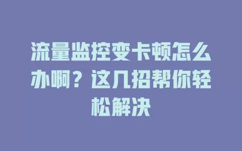 流量监控变卡顿怎么办啊？这几招帮你轻松解决