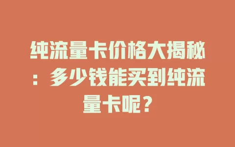 纯流量卡价格大揭秘：多少钱能买到纯流量卡呢？