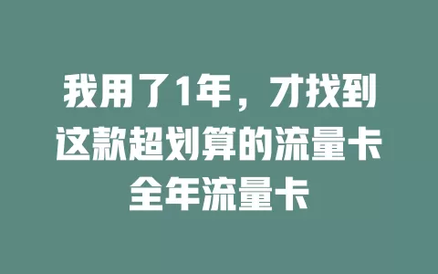 我用了1年，才找到这款超划算的流量卡全年流量卡