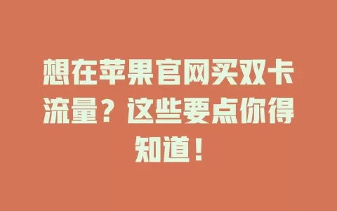 想在苹果官网买双卡流量？这些要点你得知道！