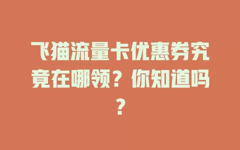 飞猫流量卡优惠券究竟在哪领？你知道吗？