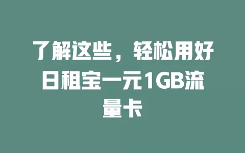 了解这些，轻松用好日租宝一元1GB流量卡