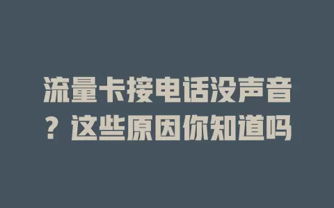 流量卡接电话没声音？这些原因你知道吗