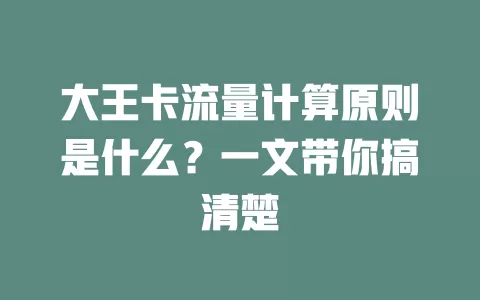 大王卡流量计算原则是什么？一文带你搞清楚