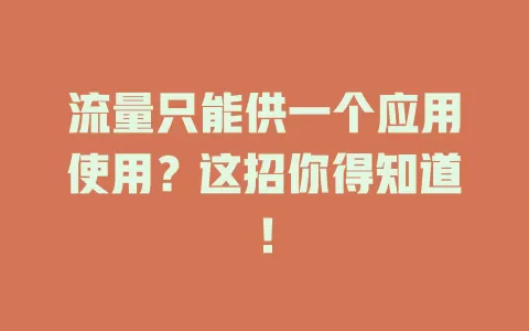 流量只能供一个应用使用？这招你得知道！