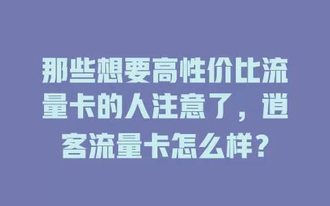 那些想要高性价比流量卡的人注意了，逍客流量卡怎么样？