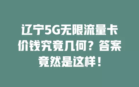 辽宁5G无限流量卡价钱究竟几何？答案竟然是这样！