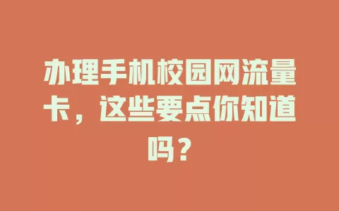 办理手机校园网流量卡，这些要点你知道吗？