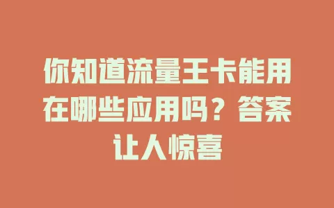 你知道流量王卡能用在哪些应用吗？答案让人惊喜