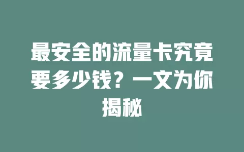 最安全的流量卡究竟要多少钱？一文为你揭秘