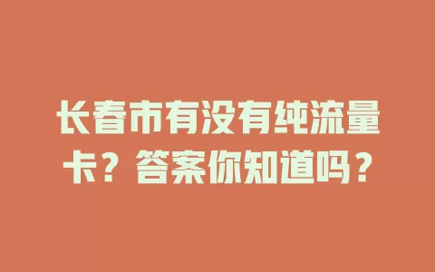 长春市有没有纯流量卡？答案你知道吗？