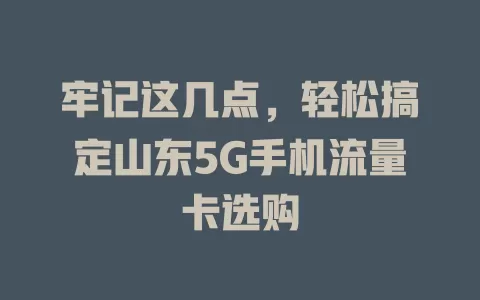 牢记这几点，轻松搞定山东5G手机流量卡选购