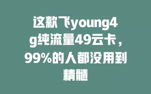 这款飞young4g纯流量49云卡，99%的人都没用到精髓