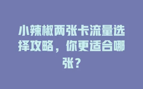 小辣椒两张卡流量选择攻略，你更适合哪张？