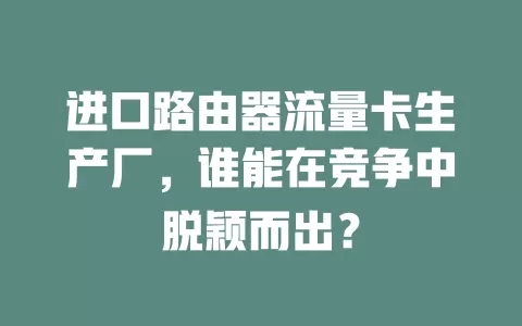 进口路由器流量卡生产厂，谁能在竞争中脱颖而出？