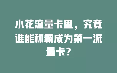 小花流量卡里，究竟谁能称霸成为第一流量卡？