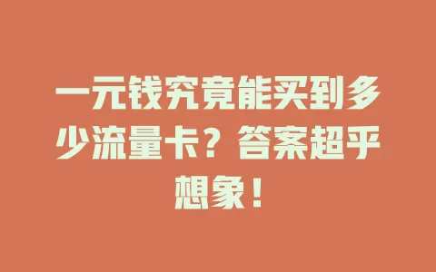 一元钱究竟能买到多少流量卡？答案超乎想象！