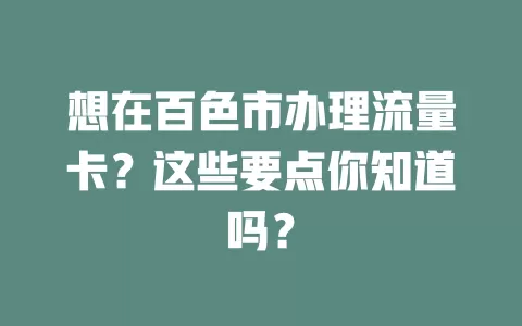 想在百色市办理流量卡？这些要点你知道吗？