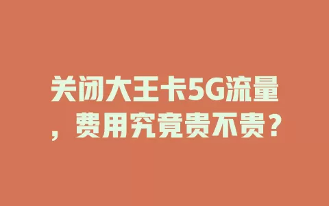 关闭大王卡5G流量，费用究竟贵不贵？