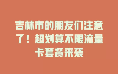 吉林市的朋友们注意了！超划算不限流量卡套餐来袭