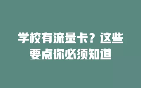 学校有流量卡？这些要点你必须知道