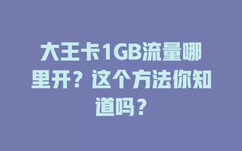 大王卡1GB流量哪里开？这个方法你知道吗？