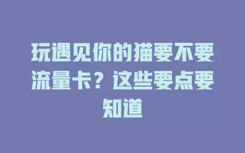 玩遇见你的猫要不要流量卡？这些要点要知道