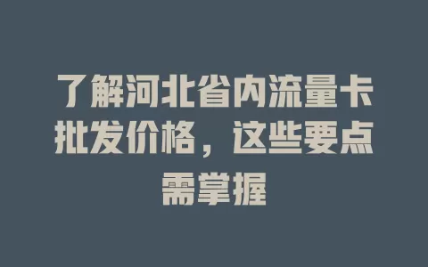 了解河北省内流量卡批发价格，这些要点需掌握