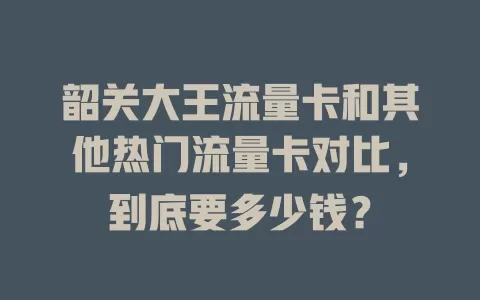 韶关大王流量卡和其他热门流量卡对比，到底要多少钱？