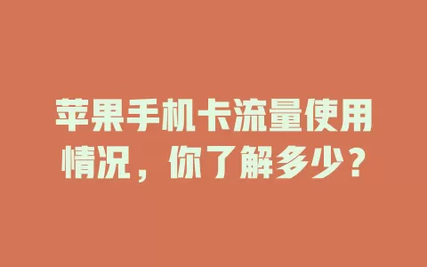 苹果手机卡流量使用情况，你了解多少？