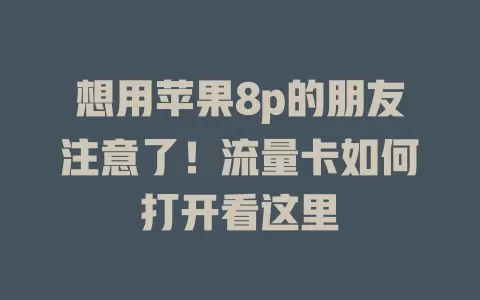 想用苹果8p的朋友注意了！流量卡如何打开看这里