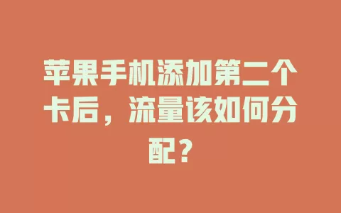 苹果手机添加第二个卡后，流量该如何分配？