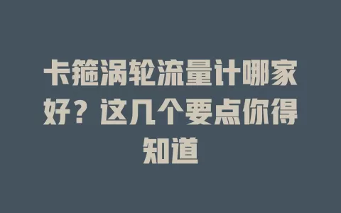卡箍涡轮流量计哪家好？这几个要点你得知道