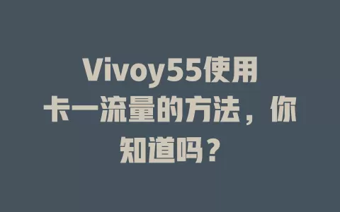 Vivoy55使用卡一流量的方法，你知道吗？