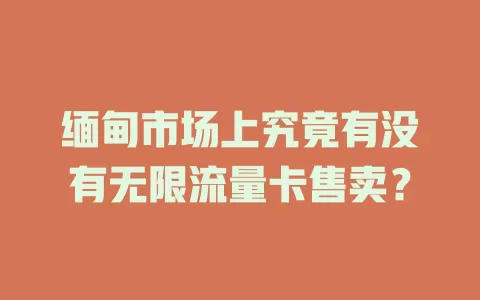 缅甸市场上究竟有没有无限流量卡售卖？