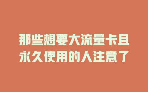 那些想要大流量卡且永久使用的人注意了