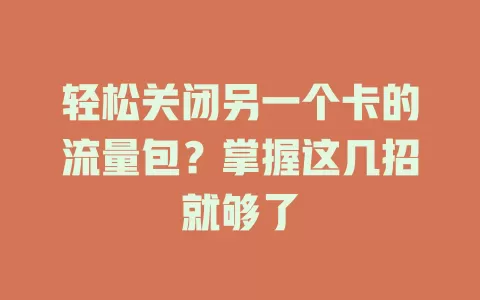 轻松关闭另一个卡的流量包？掌握这几招就够了