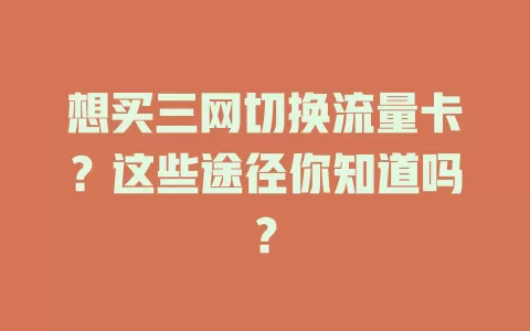 想买三网切换流量卡？这些途径你知道吗？