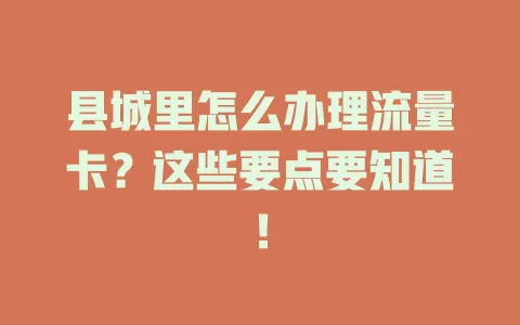 县城里怎么办理流量卡？这些要点要知道！