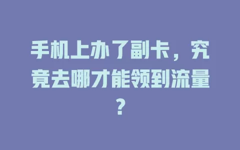 手机上办了副卡，究竟去哪才能领到流量？